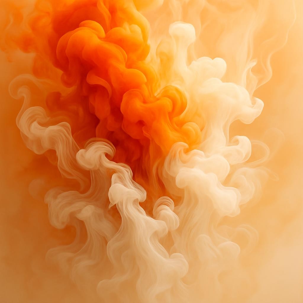 warm orange and white ink swirling in water